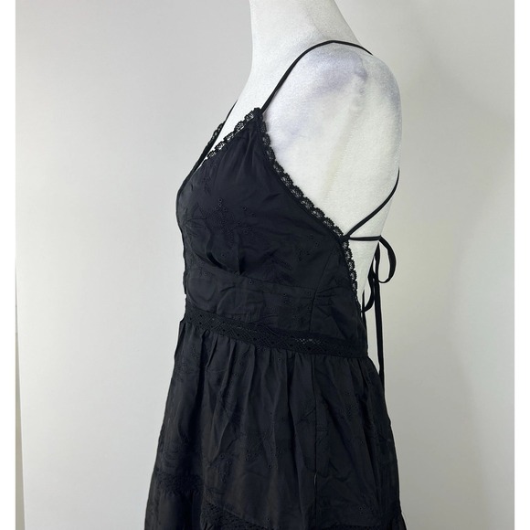LULUS NWT Black Lace Overlay Romantic Boho Retro Cottagecore Prairie Dress SMALL - Picture 6 of 13